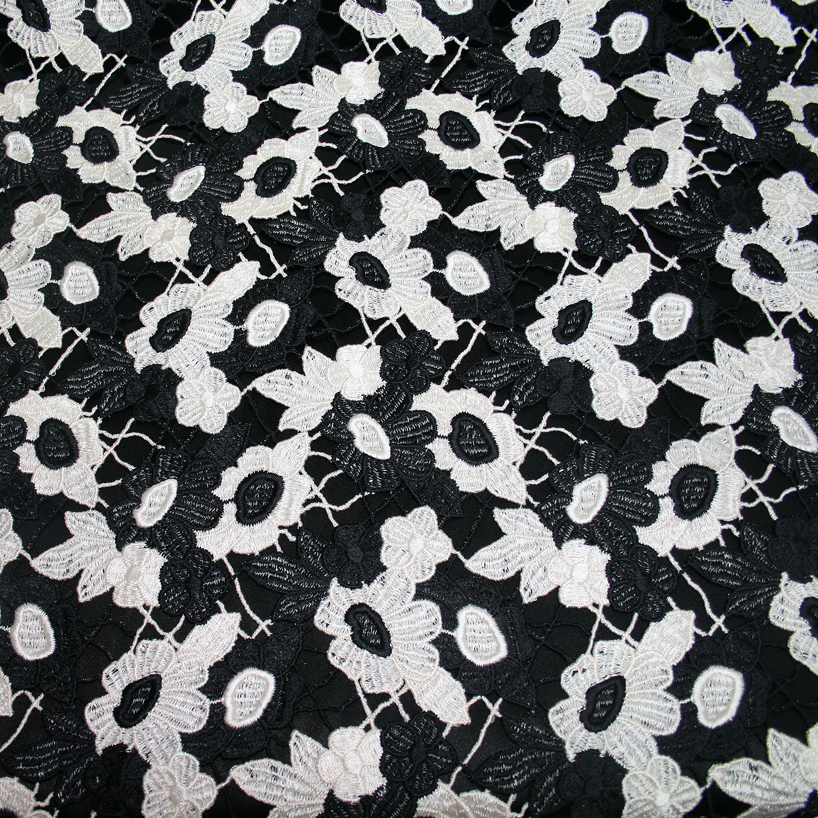 Black Floral Guipure Cotton Lace - Lace - Cotton - Fashion Fabrics