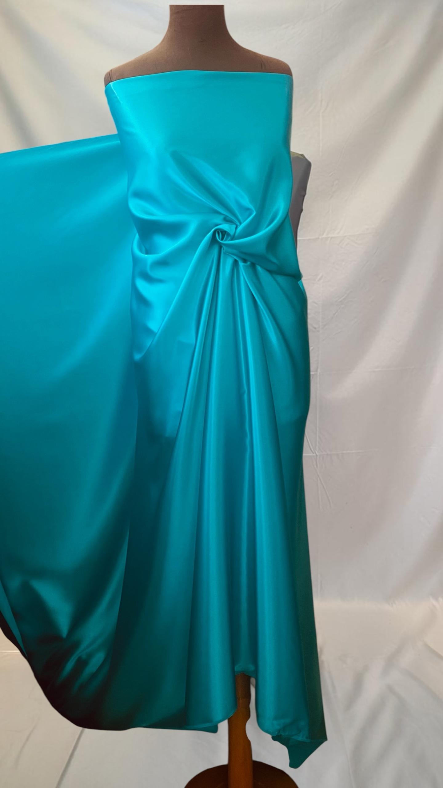 teal blue silk satin fabric high quality | Bodikian Textiles