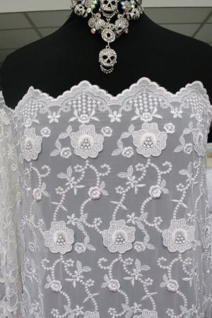 white bridal embroidered chiffon