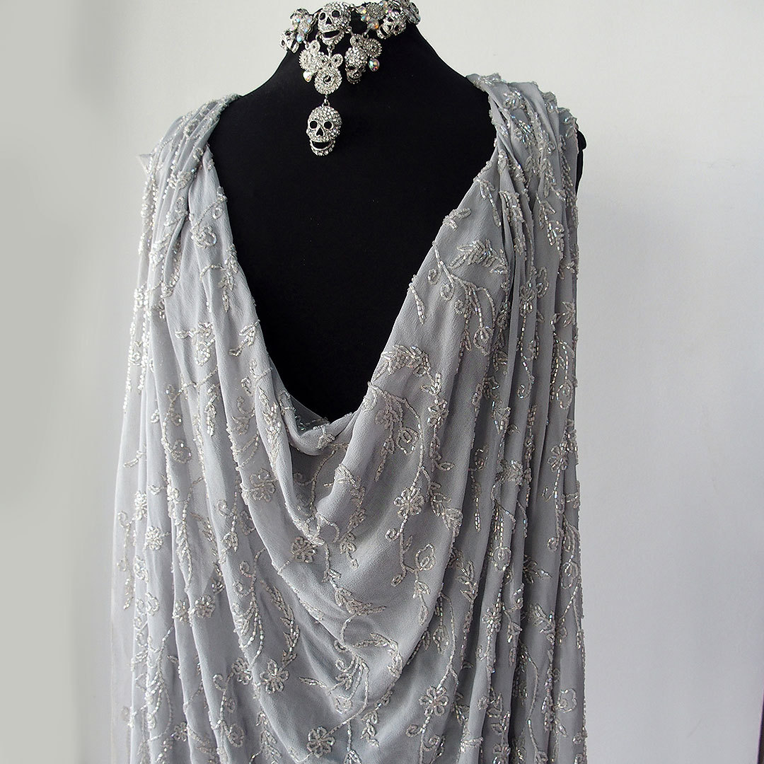 grey silk dress
