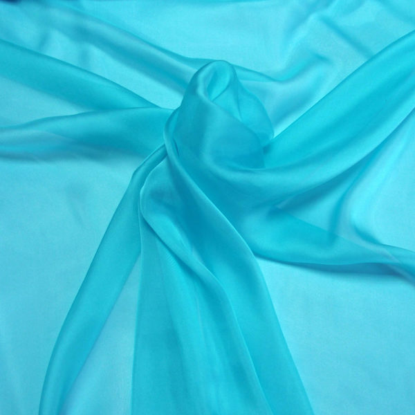 turquoise blue silk chiffon fabric | Bodikian Textiles