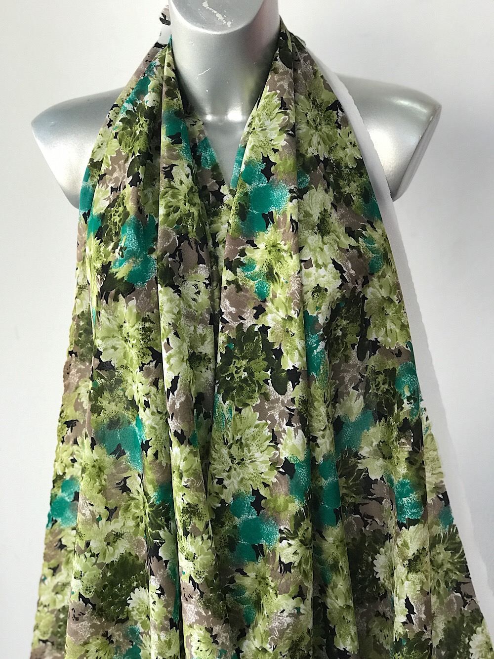 green floral fabric
