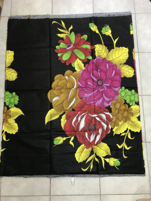 Cotton wax print huge floral pattern black yellow Pink 100% cotton chintz 6yards
