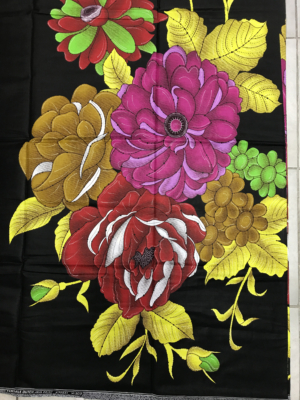 Cotton wax print huge floral pattern black yellow Pink 100% cotton chintz 6yards
