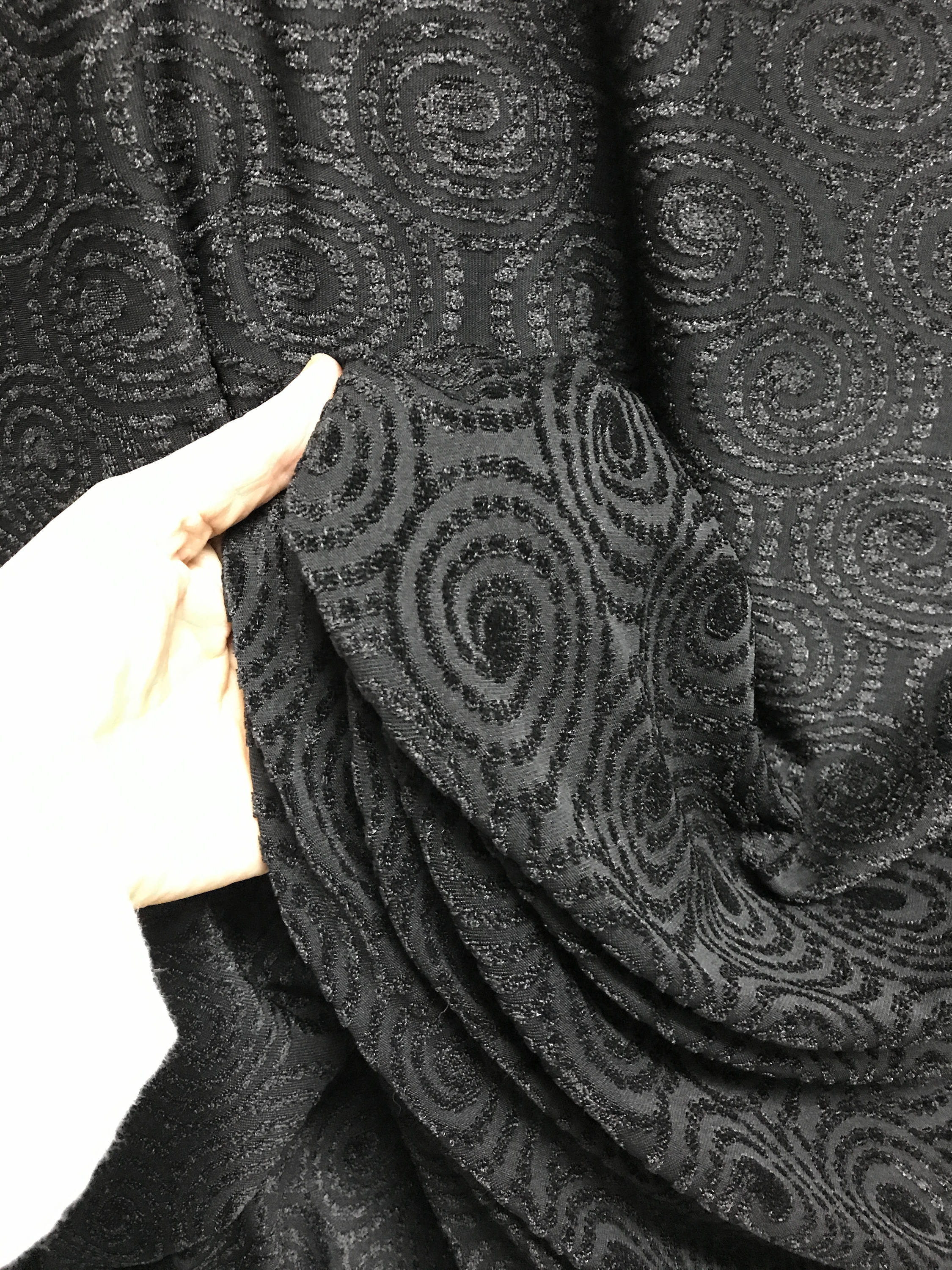 Knit fabric jersey flock velvet on jersey black beige