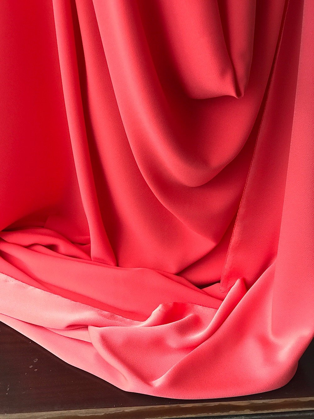 Coral Red stretch crepe fabric,  2 way stretch pebble crepe textured polyester spandex 150cm 60 inches
