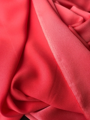 Coral Red stretch crepe fabric, 2 way stretch pebble crepe textured polyester spandex 150cm 60 inches