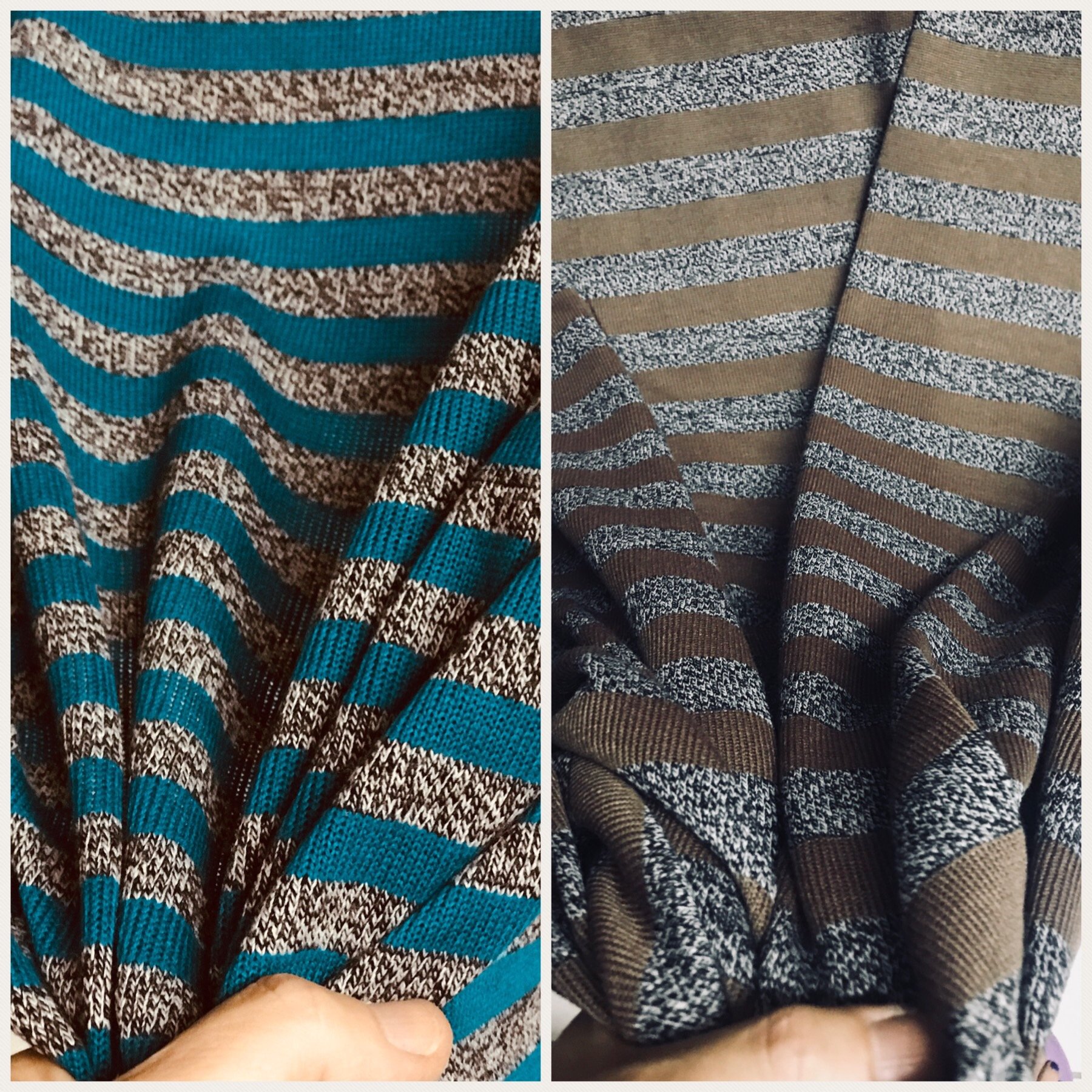 Jersey knit stripe fabric knitted stripe fabric teal grey melange brown grey melange