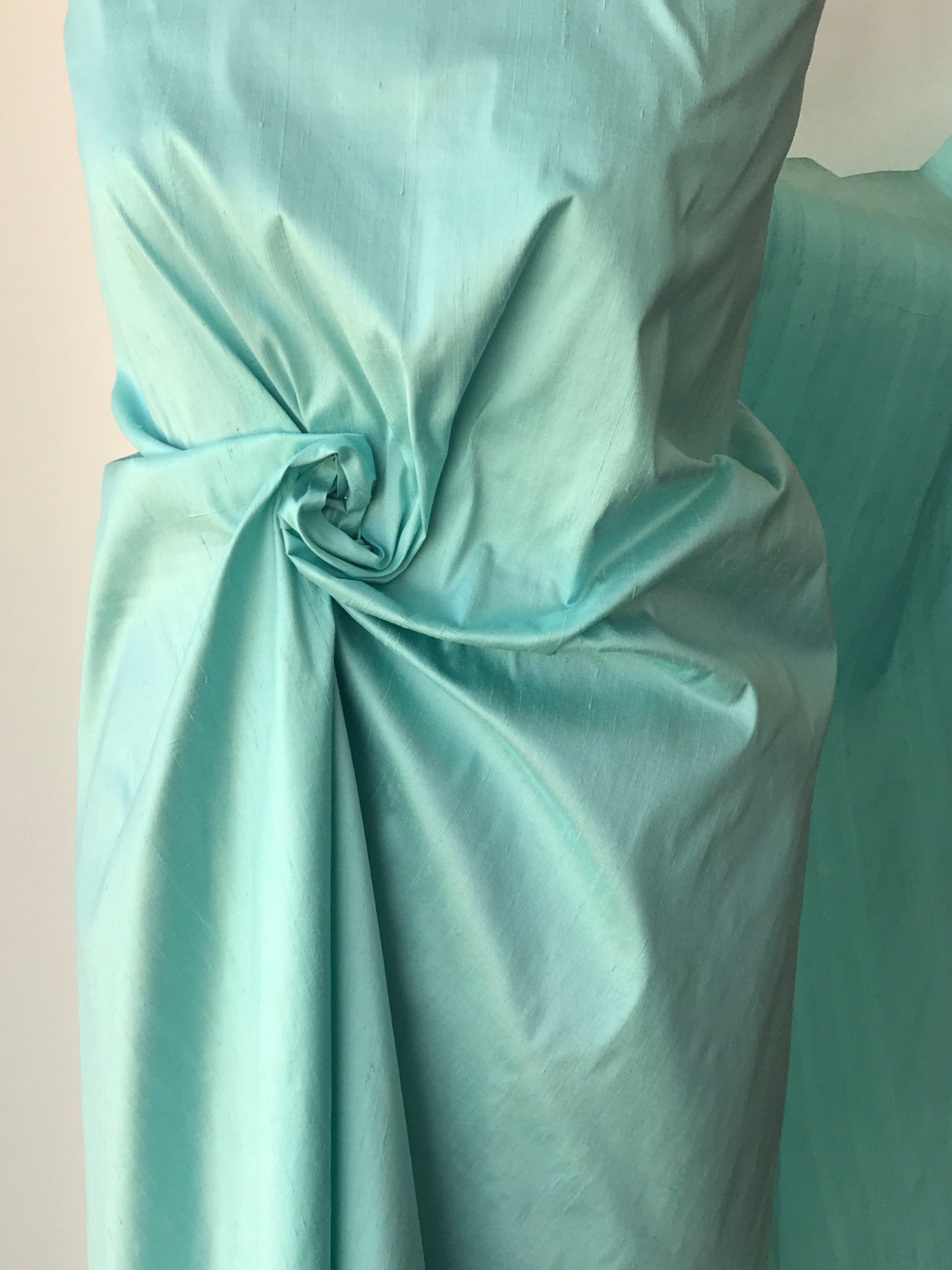 Light green mint 100% dupioni silk fabric yardage By the Yard 54" wide raw silk Soie Sauvage