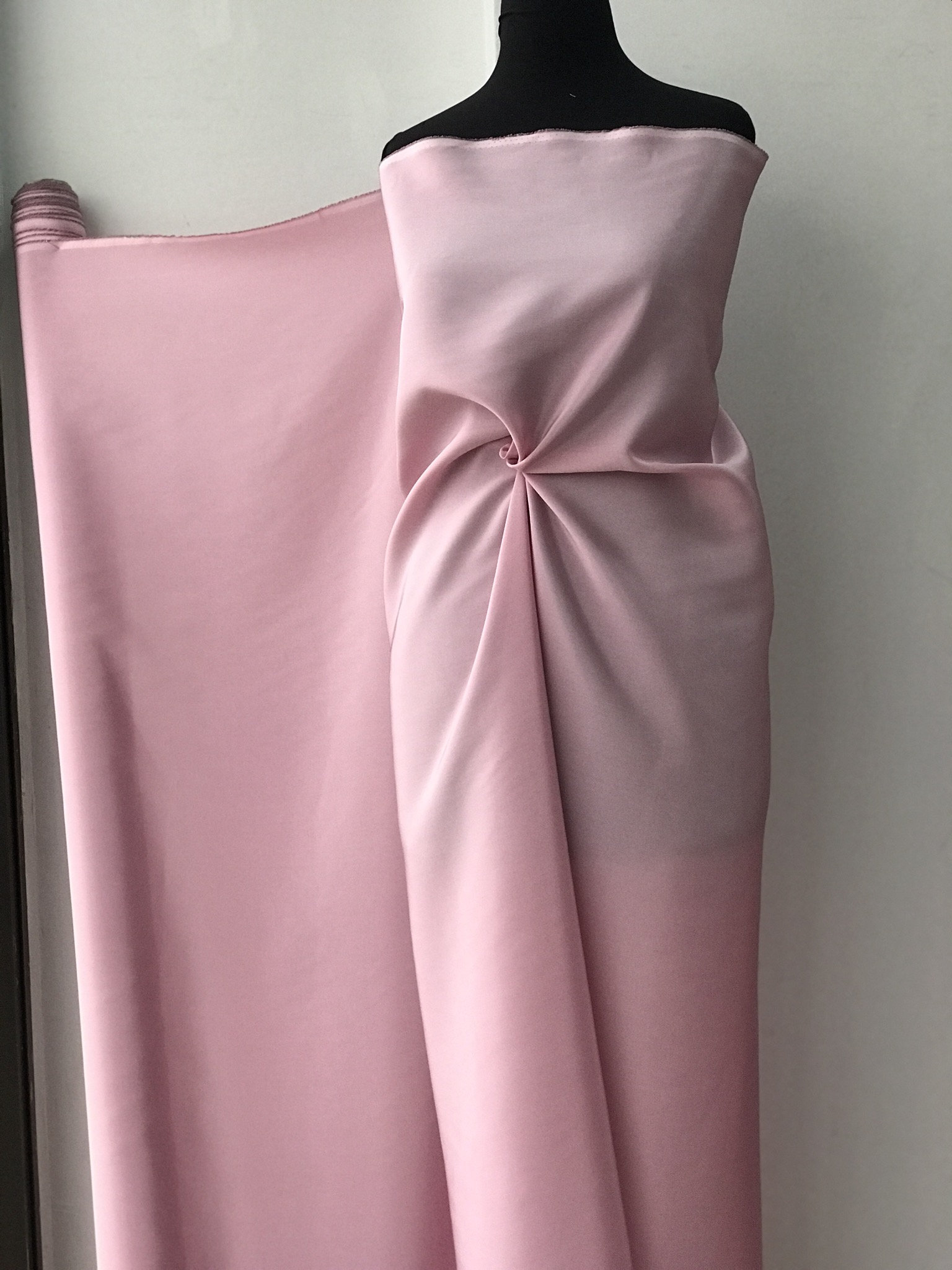 pink silk fabric, crepe de chine pure silk fabric 19 Momme weight Italian production