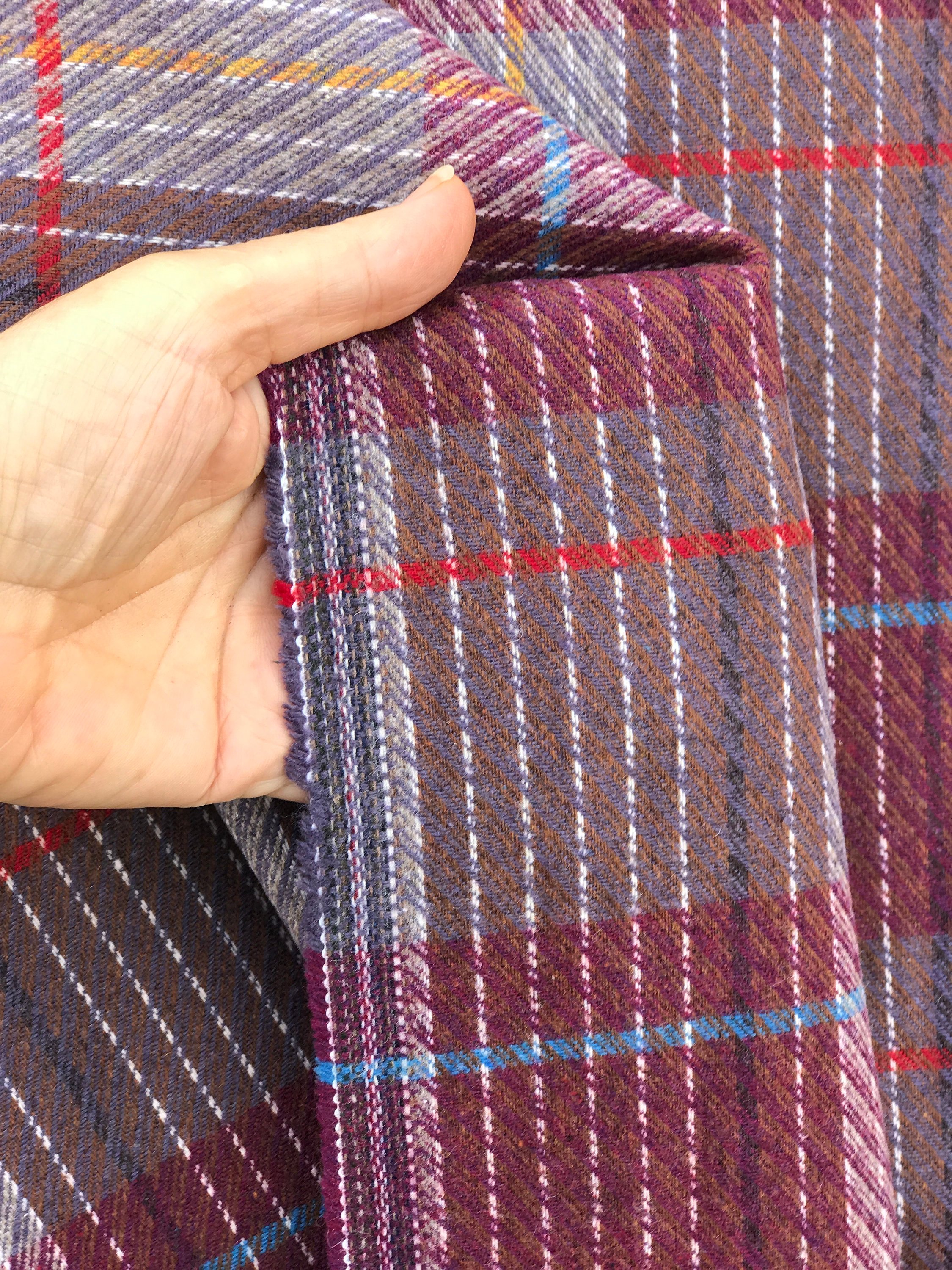 brown check tartan fabric wool mix 150cm 60 inches wide suiting, pants skirt fabric