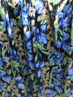 polyester print fabric jacquard base floral blue green 140cm wide