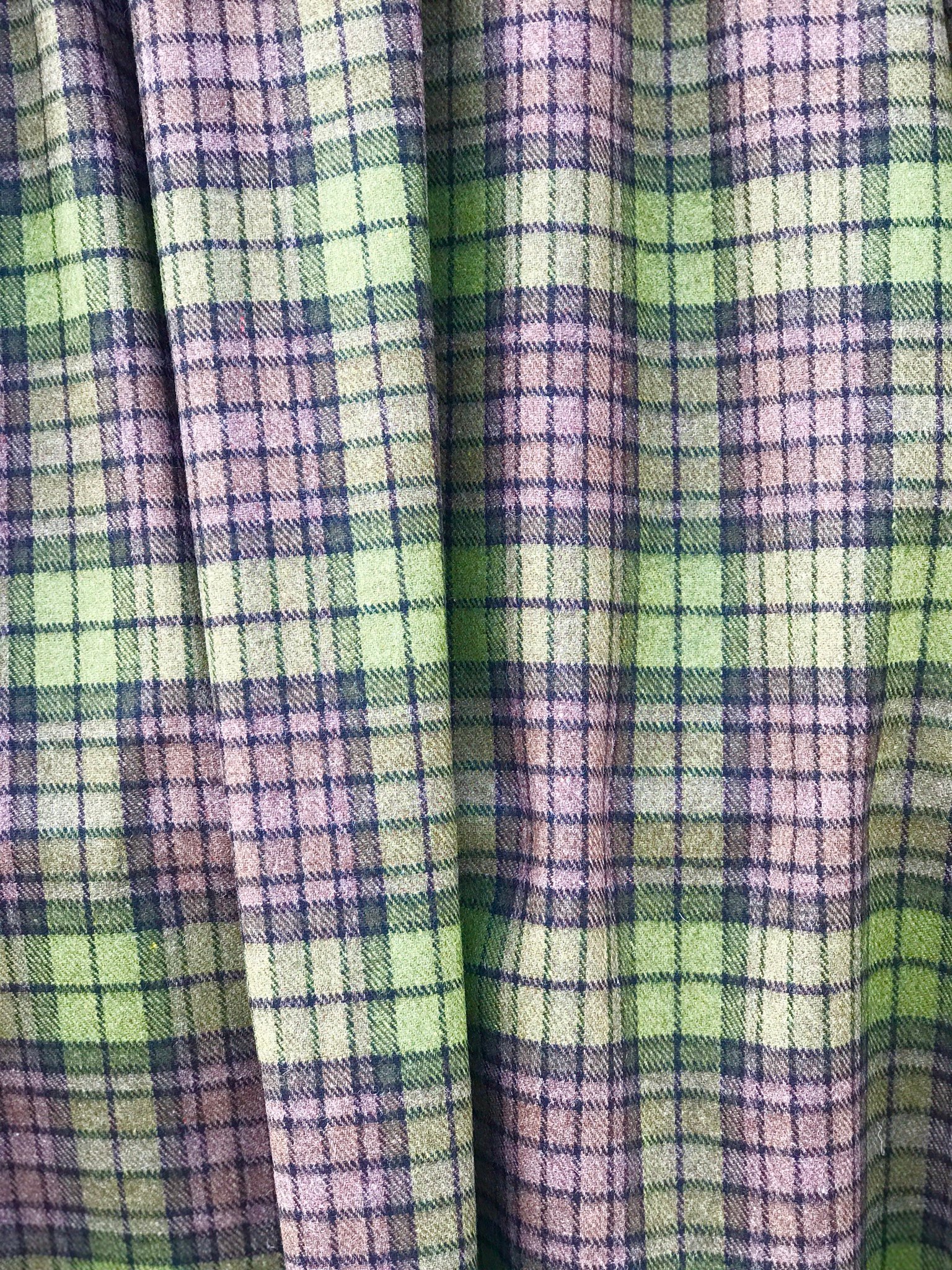 green on brown tartan check fabric, acrylic, 150cm 60 inches wide suiting, pants skirt fabric, olive blue on brown
