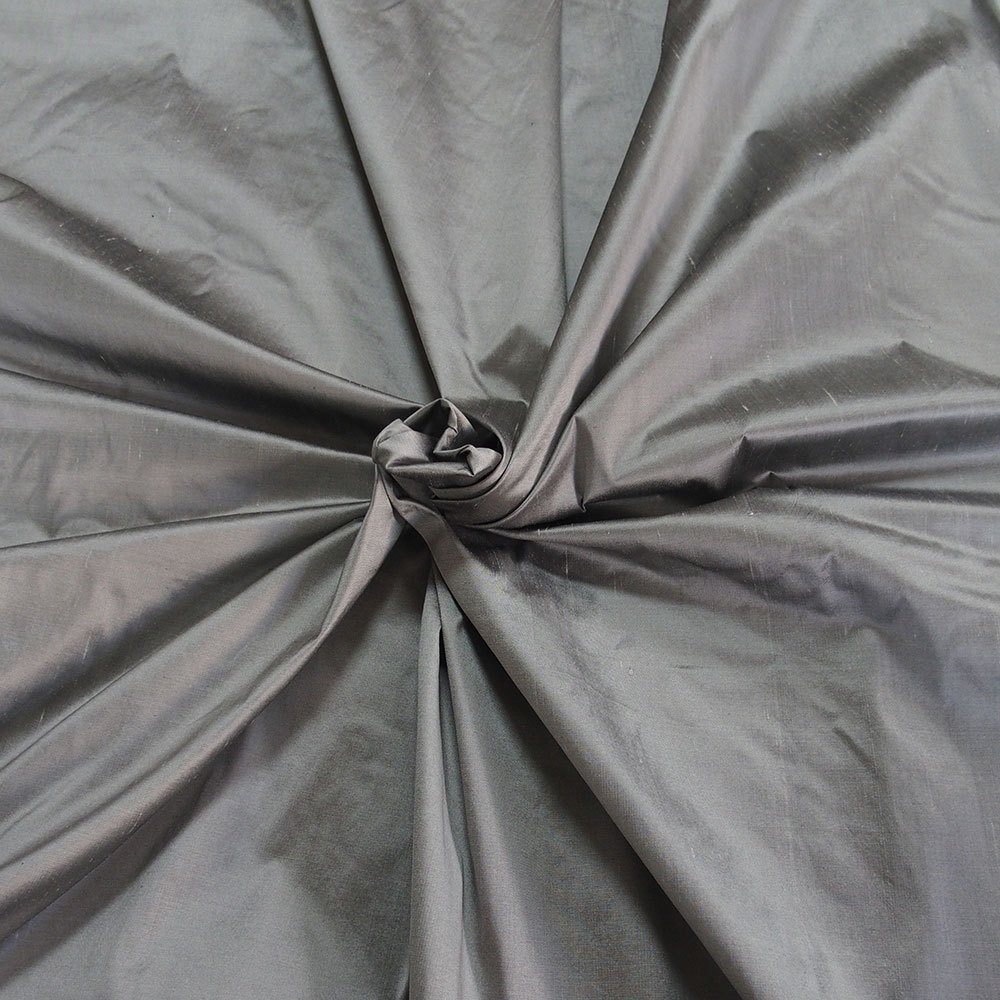Medium grey pewter 100% dupioni silk fabric yardage By the Yard 54" wide raw silk Soie Sauvage