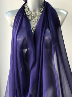Silk chiffon fabric blue with purple tone semi opaque 140cm wide