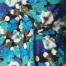 polyester print fabric jacquard base floral green  blue white 140cm wide