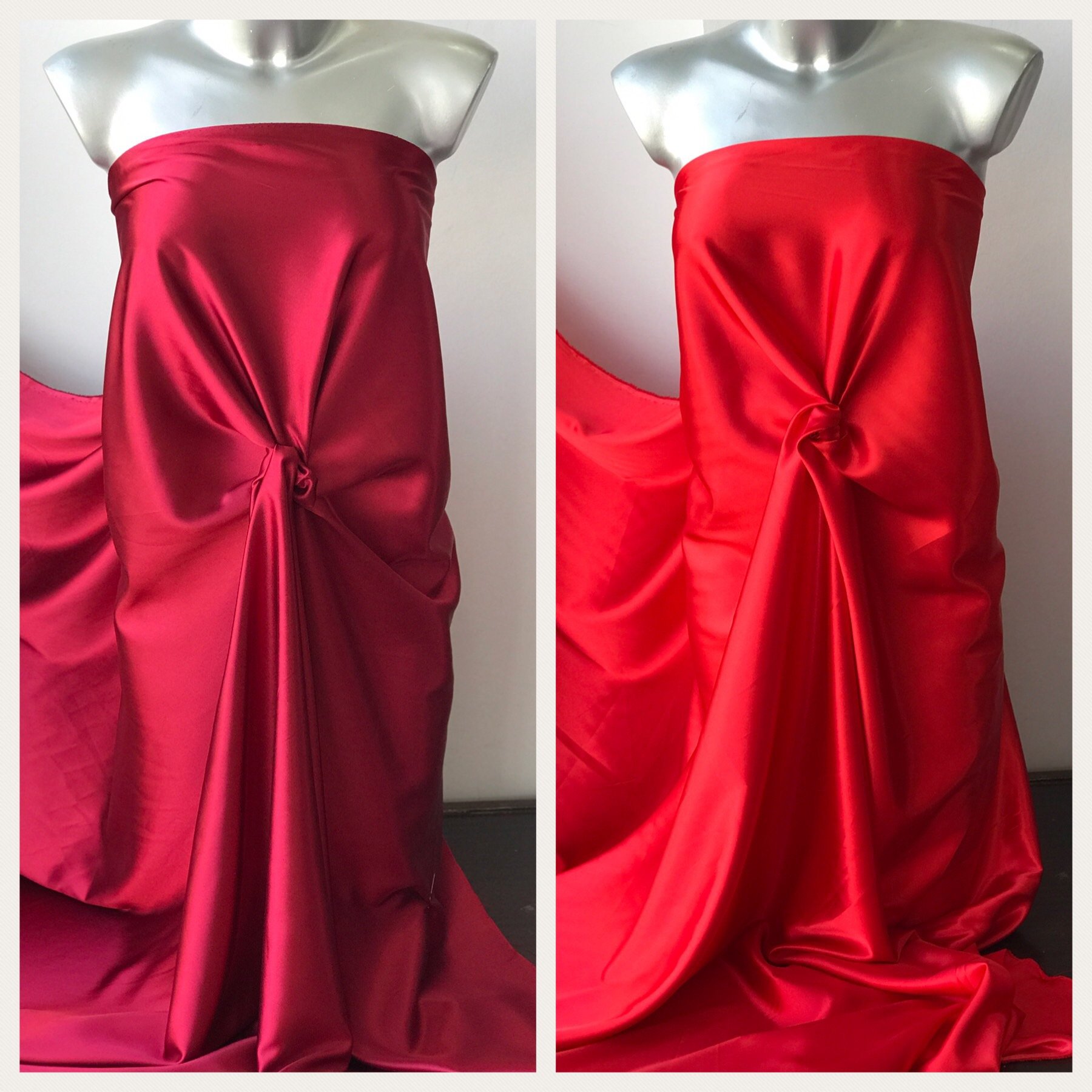 red satin fabric polyester spandex 2 way stretch lining under lace lingerie colour options 150cm wide