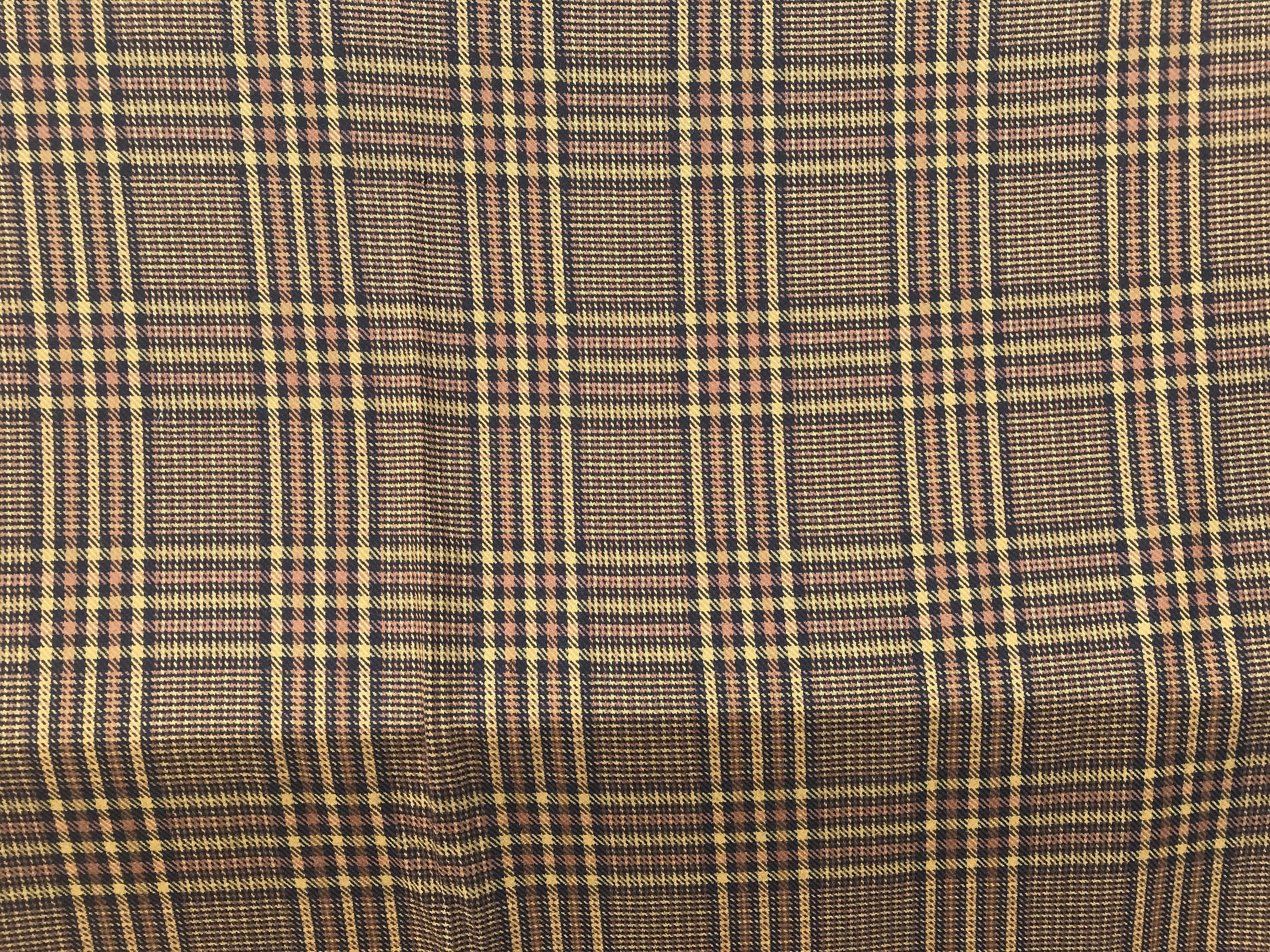 prince of Wales check tartan wool fabric brown gold mustard check pattern wool suiting fabric pure wool suiting jacketing prince de Galles
