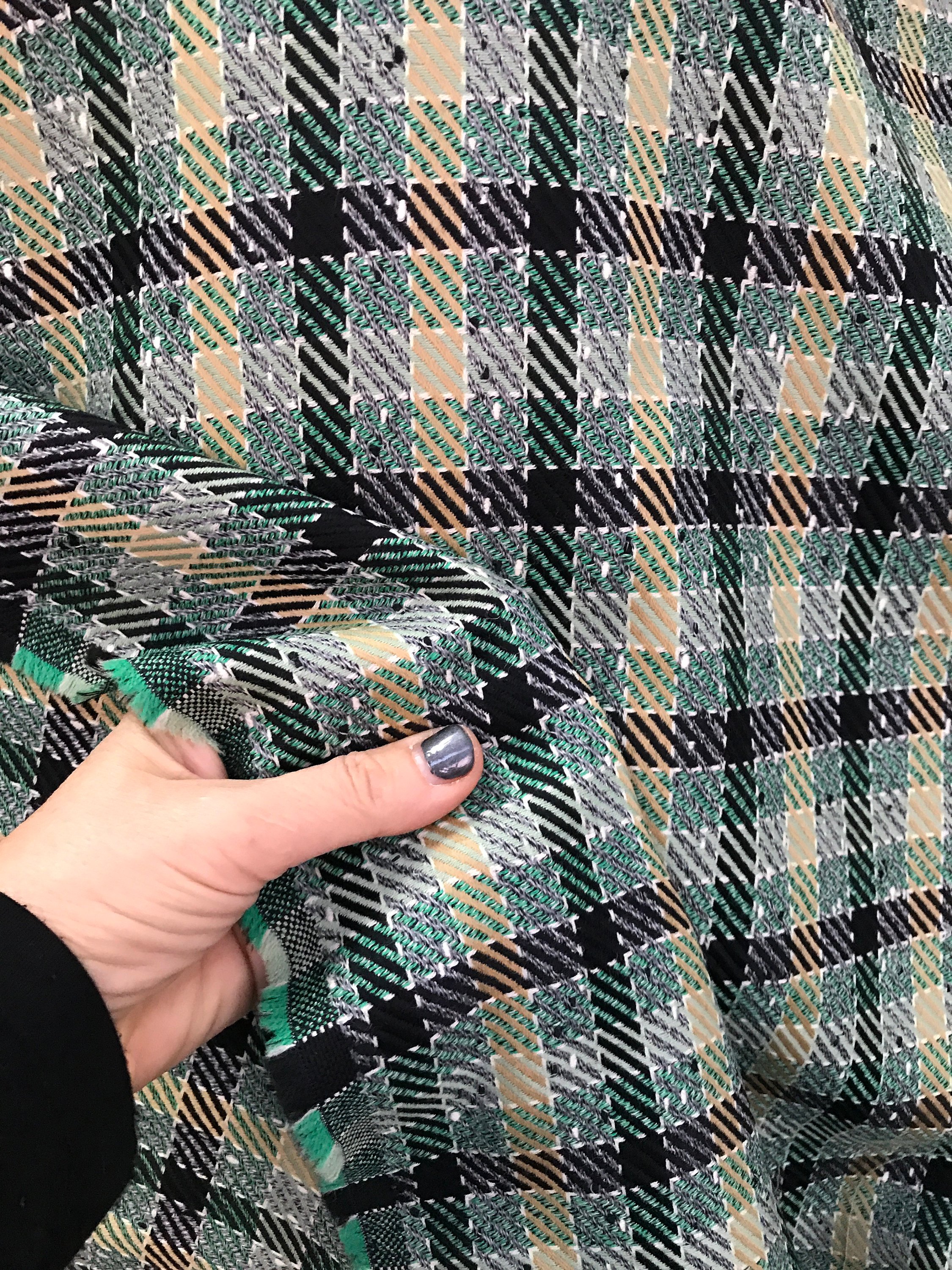 green check wool fabric multi colour large check pattern suiting skirt coat fabric pure wool 150cm wide