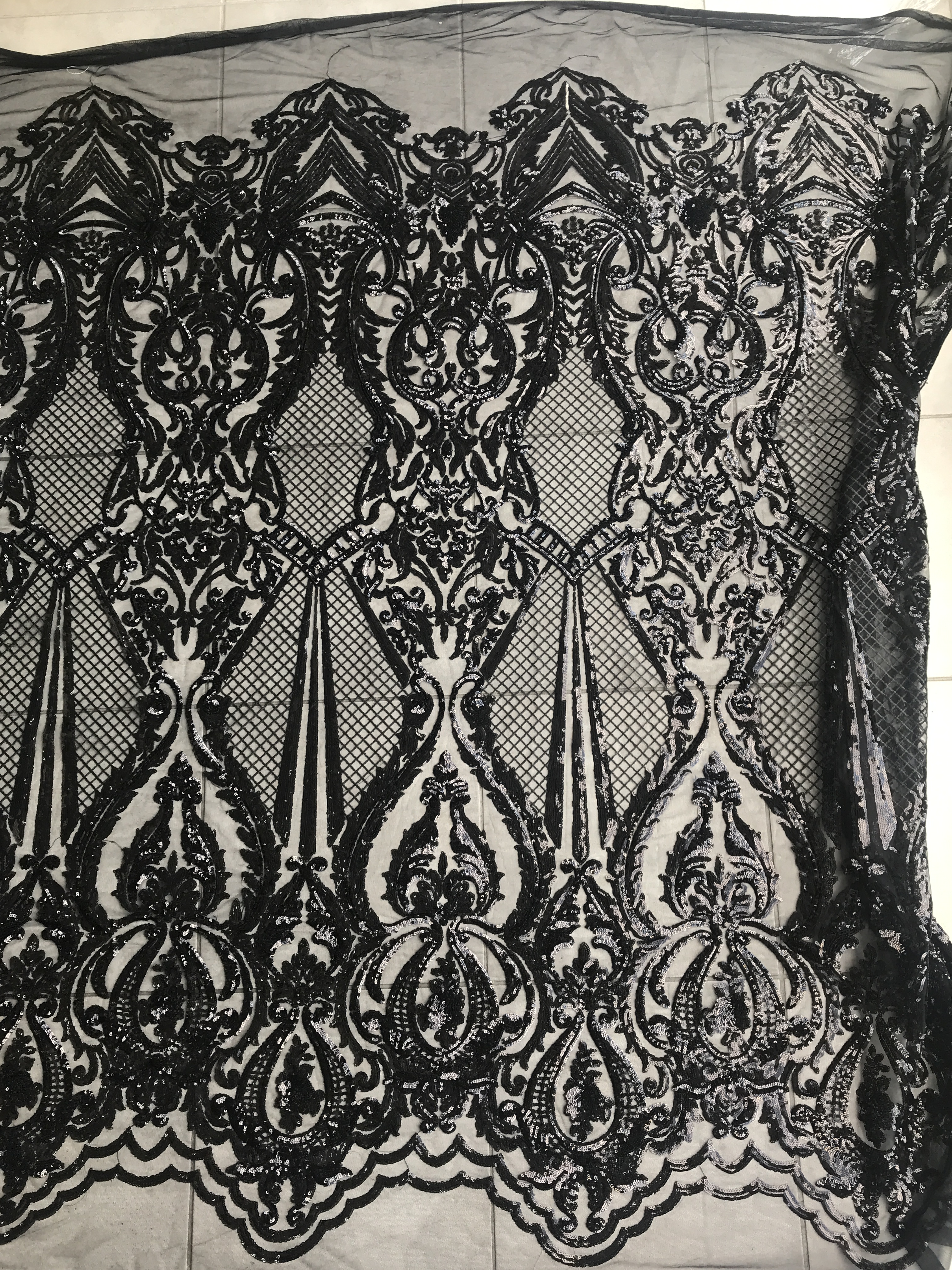 black sequin lace