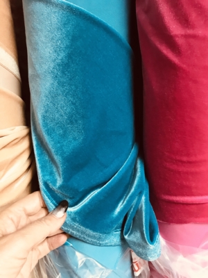blue stretch velvet