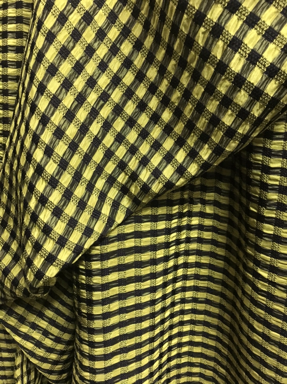 Yellow black check fabric