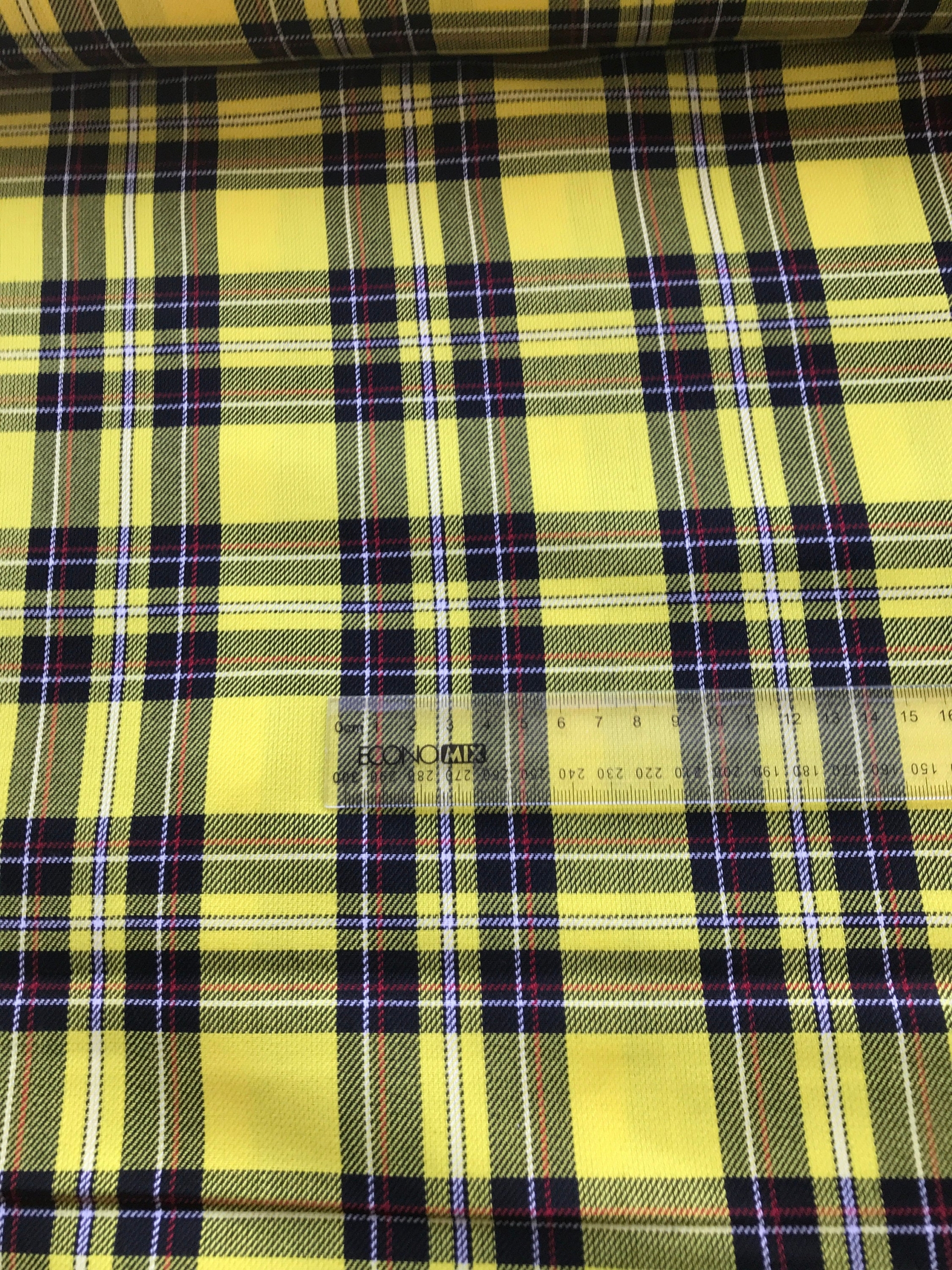 yellow black tartan fabric
