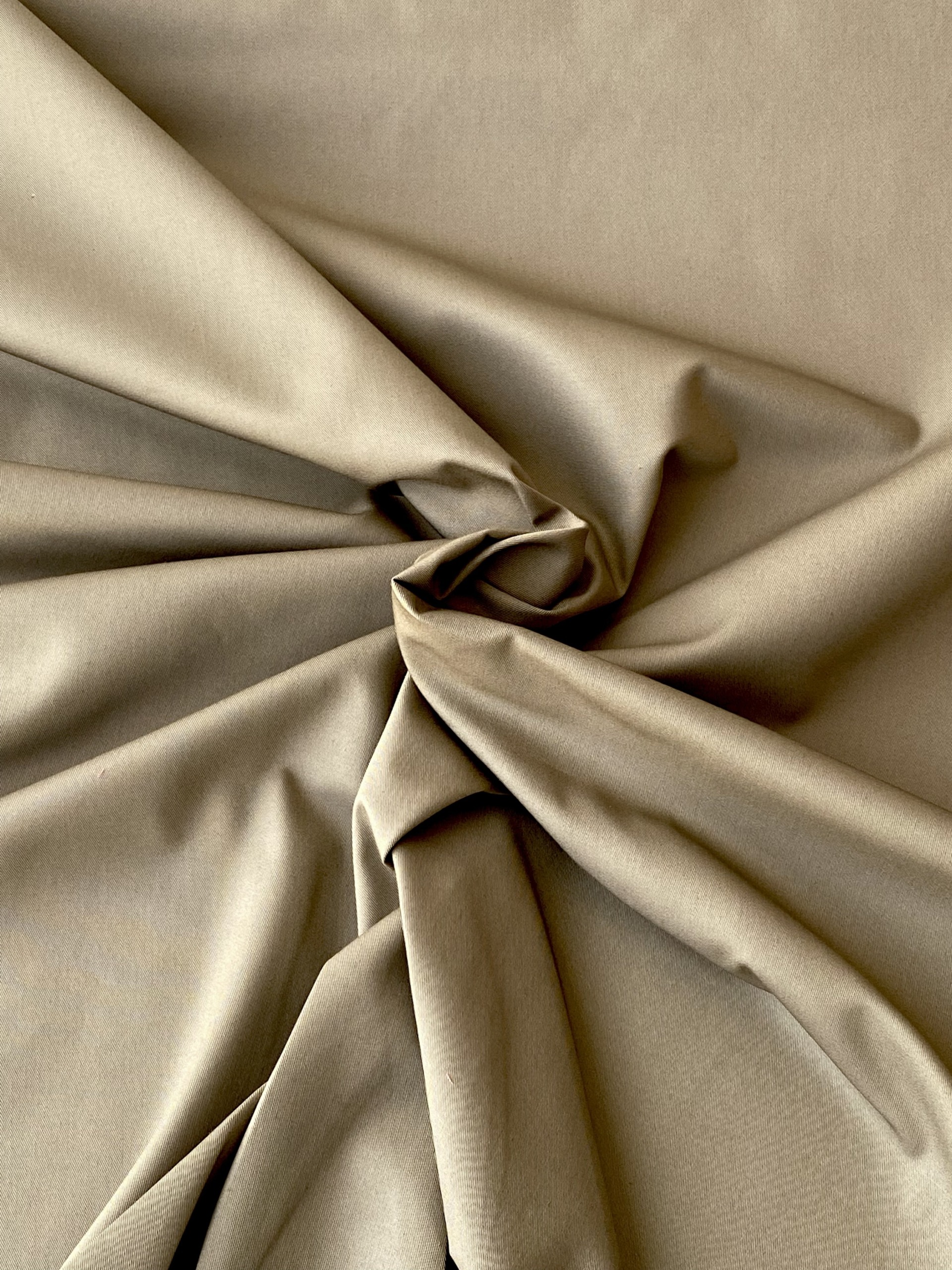 Khaki cotton gabardine fabric men's summer trouser fabric 150 cm wide